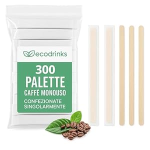 ecodrinks 300 Einweg-Kaffeerührstäbchen Birkenholz einzeln verpackt