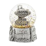 Las Vegas Glitter Snow Globe 3.5 Inch Souvenir with Welcome Sign Slot Machine Cards and Strip Landmarks