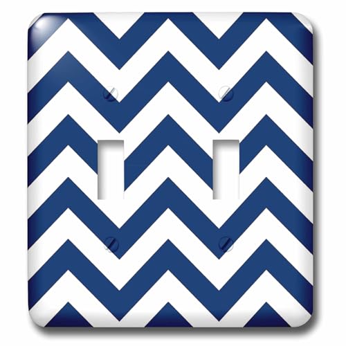 Interrupteur à bascule double motif chevrons bleu marine et blanc multicolore