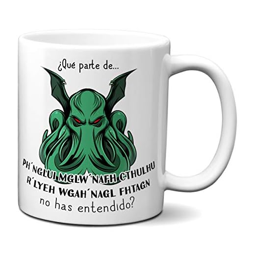 Planetacase - Taza Cthulhu - Humor Negro - Regalo Original para Amantes de Lovecraft - Cerámica 330 mL - Apta para Microondas y Lavavajillas, Blanco, 1 Unidad, Cerámica