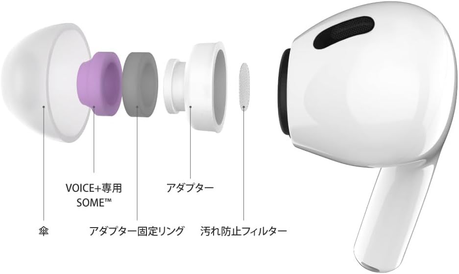 LEPIC nuon Voice+ for Airpods Pro Gen 1 and 2, 2 Pairs Package, Voice Enhancement eartips, Spatial Next Generation eartips, Soft Grip, Noise Cancelling, Phone Call, OTT, Daily (S - 2 Pairs)