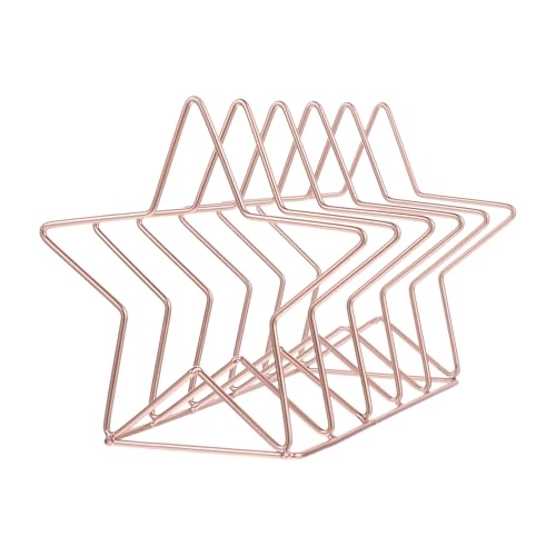 Ipetboom Rose Gold Iron Desktop Book Rack Storage Organizer for Office Home Workspace Decor
