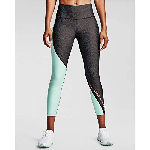 Under Armour Women's HeatGear Armour WordMark 7/8 Leggings , Charcoal Light Heather (019)/Beta , X-Large