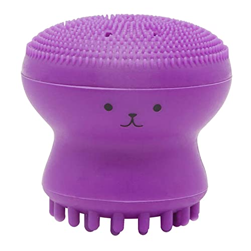 タコのかわいいシリコーン フェイス ブラシ マッサージ リムーブ スクラブ ディープ クレンジング パープル 紫 2.08x2.08x1.65In