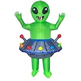 Yolata Inflatable Alien Costume Space Themed Funny Blow Up Spaceship Halloween Party Suit (Green, One Size)