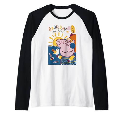 T-shirt Peppa Pig style baseball raglan avec broderie nature pour enfant