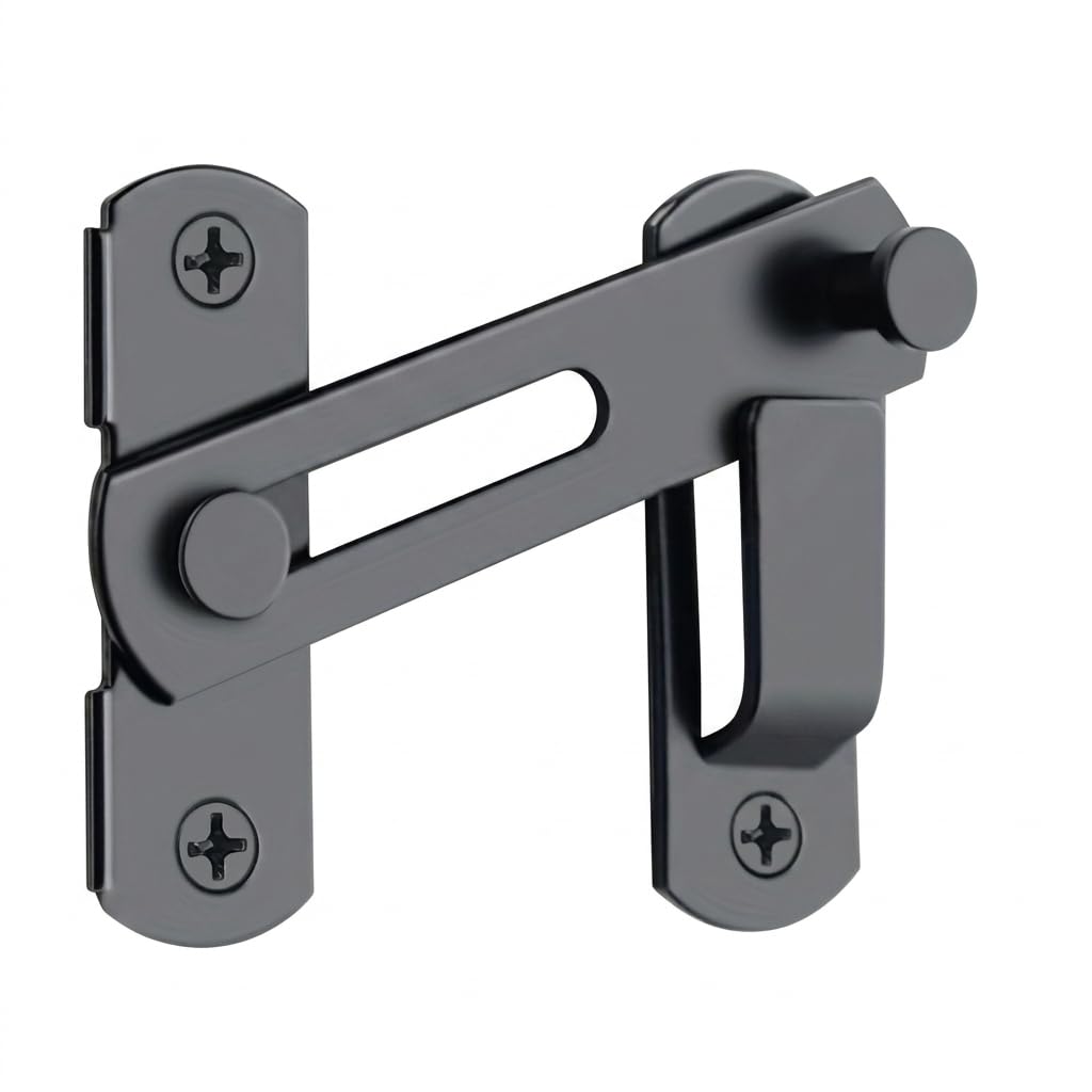2 Piece Barn Door Latch Set, Flip Sliding Door Lock with Screws, Black Privacy Latch for Barn Doors, Bathrooms, Garages, Windows and Pet Doors