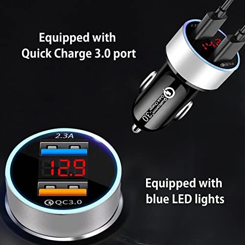 BELIYO car charger USB36W/6A 2023 latest voltage display meter cigarette lighter socket USB cigar socket USB fast charging car charger, suitable for iPhone, iPad, SONY, Samsung Galaxy (Blue) - Image 3