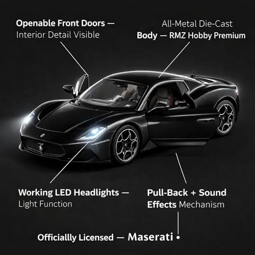 Image of Wizplex RMZ Hobby Maserati MC20 Die-Cast Car 1:32 Scale Model Supercar Pull Back Toy Vehicle for Boys and Collectors