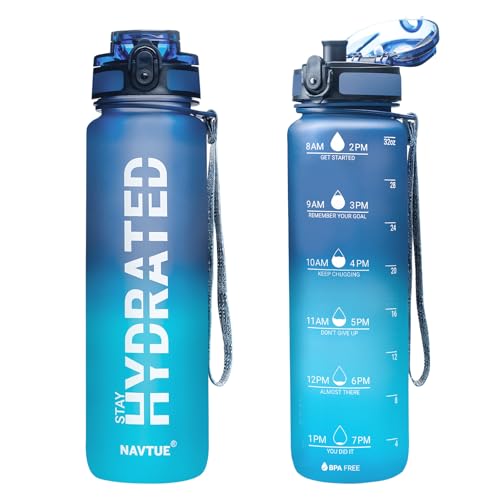 Image of Water Bottle 32 oz Motivational Time Marker Tritan Bottle