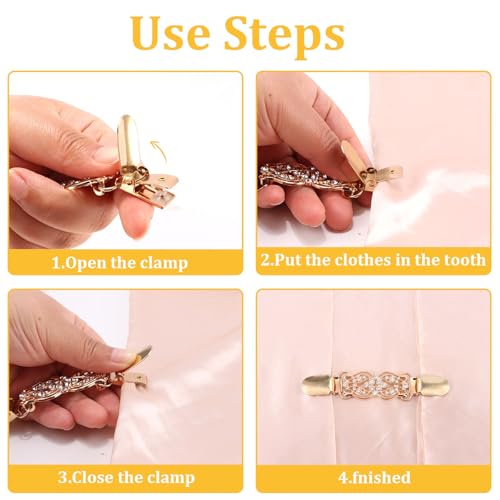 Image of CUBACO 6PCS Cinch Clip Brooches and Pins for Women,Vintage Sweater Clips Dress Clips Shirt Cinch Clip Tighten Clothing Pins