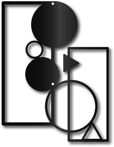 CREATCABIN Décoration Murale Métal Géométrique-Décoration Minimaliste en Fer Noir-Décoration Murale Abstraite Moderne Suspendre-Silhouette Circulaire Rectangulaire pour Maison,Chambre Coucher-23x30cm