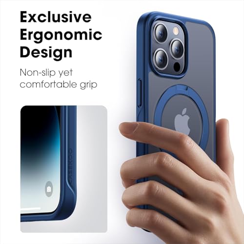 Image of iPhone 14 pro max Magsafe Stand Case | Matte Design & 360 Protection | Military-Grade Apple iPhone 14 pro max Cover | Ultra Premium - Blue
