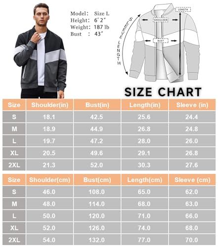 Hypestfit JAK-132 Mens Lightweight Jacket Casual Bomber Jacket Color Block Varsity Coat thumb #4