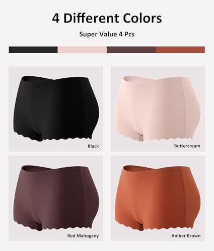 Image of CUTE BYTE Womens Seamless Boy Shorts Underwear Soft Stretch No Show Boxer Shorts Briefs Panties for Ladies 4 Packs