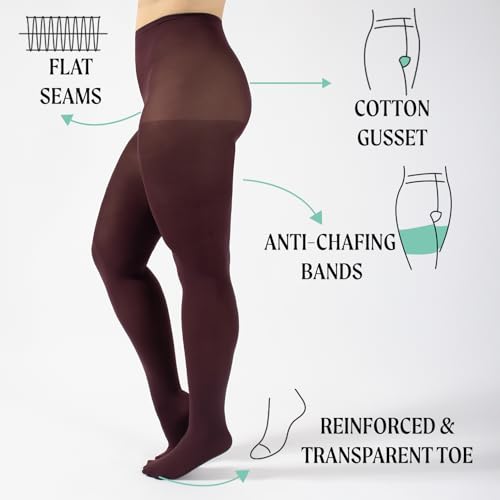 Image of CALZITALY Plus Sizes Anti-Chafing Opaque Tights | 60 DEN | L - 4XL | Black | Italian Hosiery