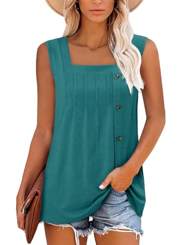 KISSMODA Womens Boho Tops for Summer Sleeveless Tanks Loose Fit Casual Blouse Daily Shirts for Leggings (S-3XL)
