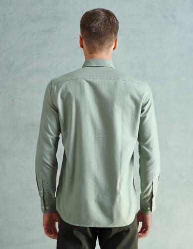 Image of Arrow Sport Solid Slim Fit Cotton Shirt for Men - Full Sleeve Mens Casual Shirts