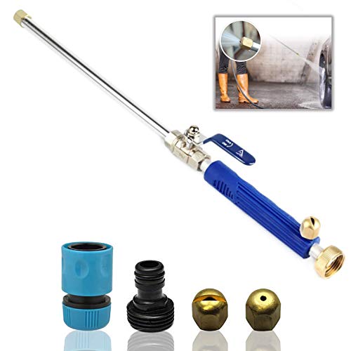 DBR Tech Hydro Jet High Pressure Power Washer Wand for Car Washing or Garden Cleaning, Heavy Duty Metal Watering Sprayer with Universal Hose End, Hydrojet Water Power Nozzle (Navy)
