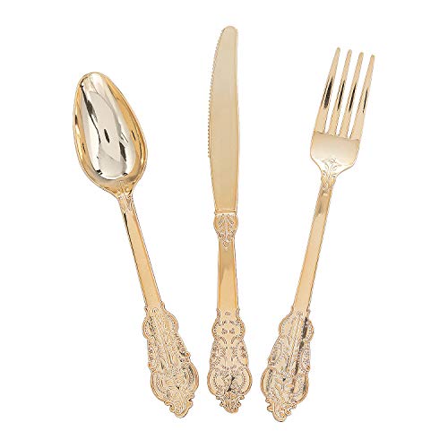 Premium Ornate Gold Cutlery Sets - 24 Ct. - Party Supplies - 24 Pieces