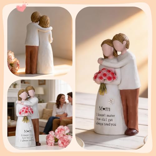 Figura decorativa madre e hijo en resina pintada a mano miniatura 7
