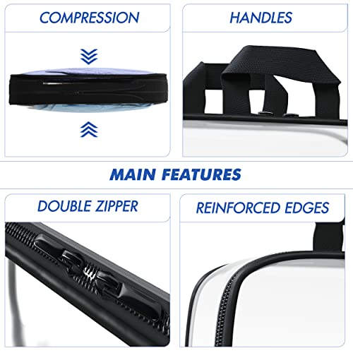 Clear Compression Packing Cubes 3 Set - Large See-Through Plastic Suitcase Bags for Travel - Luggage Compressable Organizers - Transparent PVC Collapsible Cosmetic Bag for Backpack Black2