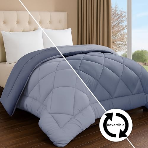 Image of Story@Home Reversible Comforter Set Double Bed 220 GSM Microfiber Reversible Blankets for Winter /Quilt /Duvets for King Size Double Bed Comforter (90X100 Inches, Blueberry & Lavender)
