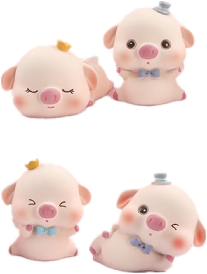 BESPORTBLE 4pcs Resin Pig Cake Ornaments Miniature Decorations for Birthday Parties Cute Animal Sculptures for Cake Toppers and Home Interior Display