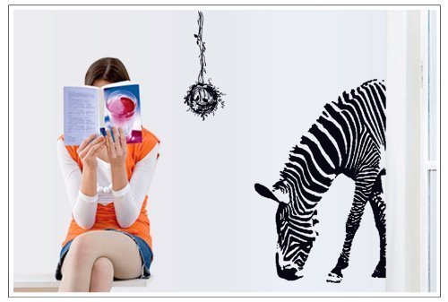 Dnven Huge Zabra Vinyl Wall Sticker Zebra Wall Decals Animal Print Home Murals Decor 39 Inches X 37 Inches #TOP4