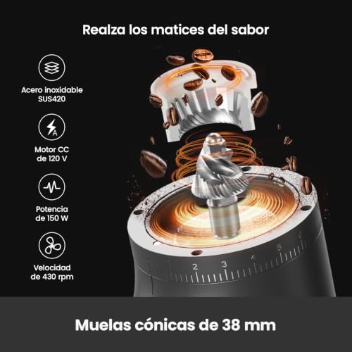 Image of Gemilai Electric Conical Burr Coffee Grinder, Coffee Bean Grinder with Smart 60S Timer, 60 Precise Adjustable Grind Settings for Espresso, 2-12 Cup, Easy to Clean, Durable & Quiet, G9010B Grey