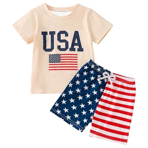 Ensemble drapeau USA garçon avec short et t-shirt décontracté pour le 4 juillet