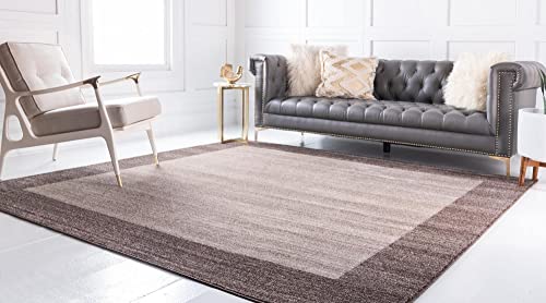 Image of Unique Loom Del Mar Collection Area Rug - Abigail (7' 10 inch Square, Light Brown / Beige)