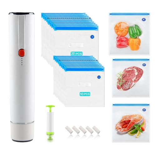 Vacuum Sealer,kitchen compact vacuum sealer,handheld (Vacuum Sealer + 30 reusable vacuum seal bags)