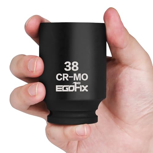 Image of 1 /2 inch Drive Deep Impact Socket, 38mm Metric Socket, CR-MO 6 Point for Easy Removal of Axle Nut