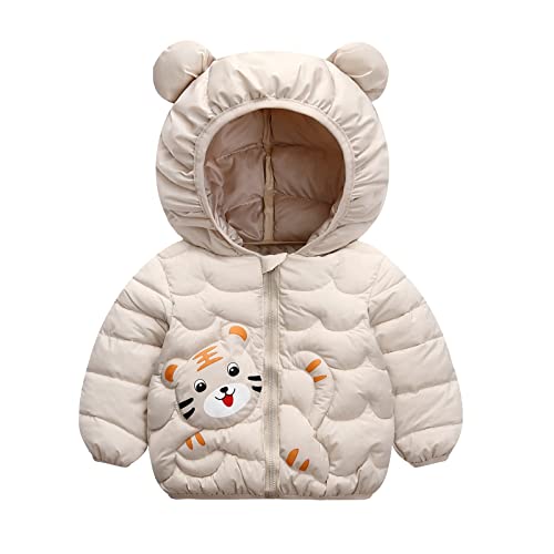 Generisch Abrigo de invierno para bebé, niño, niña, abrigo de plumón, chaqueta de lana para niños, traje de nieve, chaqueta para bebé, beige, 18 24 meses
