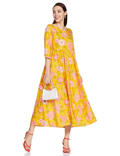 Image of Max Women Floral Print Three-Quarter Sleeves Dress