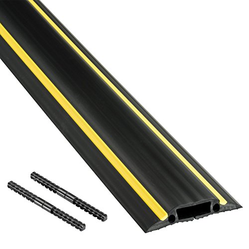D-Line Floor Cord Cover Heavy Duty Cable Protector - FC83H, 6 Foot, Linkable - Protect Cords and Prevent a Trip Hazard - Cable Cavity 1 3/16â€ W x 3/8â€ H (Black and Yellow)