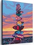 Pintar por Numeros Adultos,Piedras de colores DIY Pintura por Números,sin Marco Kit de Pintura al óleo de Lienzo para Adultos Niños con Pinceles Paint by Numbers para Hogar Decor 60x75cm