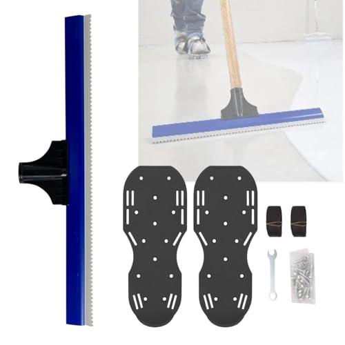 Self-Leveling Cement Tool Kit 11.6in Epoxy Floor Spiked Shoes 16in Notched Epoxy Squeegee for Epoxy Flooring Professionals and DIY Working