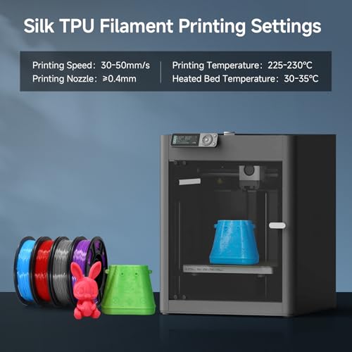 Image of Reprapper Silk TPU Filament, 95A Shore Hardness TPU 1.75mm Bundle, Elastic 3D Printer Filament Pack, Flexible & Soft Filament for 3D Printer (± 0.03mm) 4 * 250G, Blue /Red /Purple /Grey