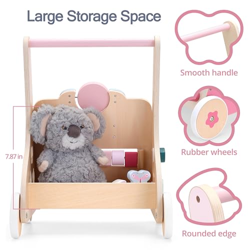 image for PairPear Wooden Baby Walker Push and Pull Learning Activity Walker,Tod