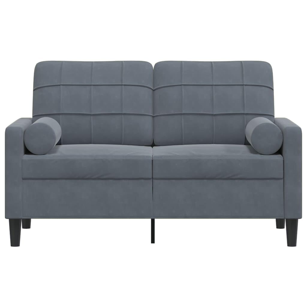 vidaXL Divano a 2 Posti con Cuscini Grigio Scuro 120 cm in Velluto, divano, sofà, divano imbottito, divanetto, poltrona, divano lounge