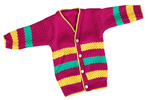 Image of little PANDA Unisex Baby Sweater Woollen Knitted Full Sleeves Sweater with Cap and Booties Set Woolen Sweater Baby Boys and Baby Girls