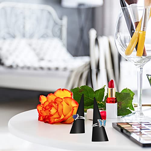 Ouligay 2Pcs Acrylic Ring Holder Tower For Jewelry Cone Shape Ring Stand Acrylic Ring Display Acrylic Solid Ring Display Single Finger Rings Showcase Stand For Jewelry Showcase (Black) #TOP5