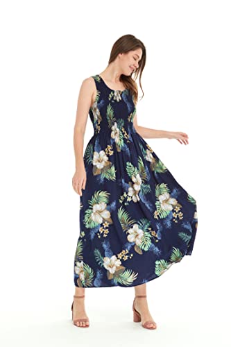 Image of Matchable Family Hawaiian Luau Men Women Girl Boy Clothes in Pineapple Garden Navy