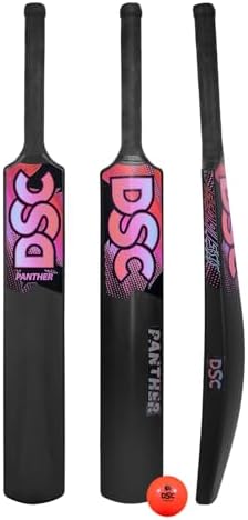 DSC Panther Plastic Bat with PVC Ball - Ideal for Tennis and Gully/Turf Cricket Bat, Color - Black, Size - 2 (4-6 Yrs)