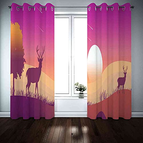 Rideaux occultants d'enfant forêt pleine lune polyester 3D - 4