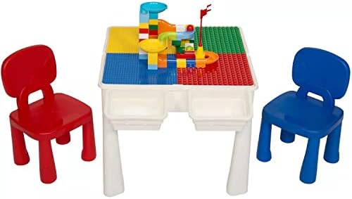 UTEX 2 In 1 Kids Activity Table and Chair Set with Storage Drawers ...