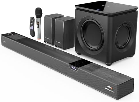 ZEBRONICS 1100 Watts Powerful Soundbar, 7.2.4 Home Theatre, Wireless, Dual Satellites & Driver Subwoofer, Dual Radiators, DTS X,Dolby Atmos, Karaoke UHF Mic, HDMI Earc, Optical (Juke BAR 10000), Black