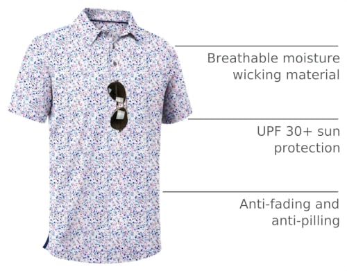 Image of ZITY Men's Golf Shirts Short Sleeve Print Patterns Casual Collared Polo